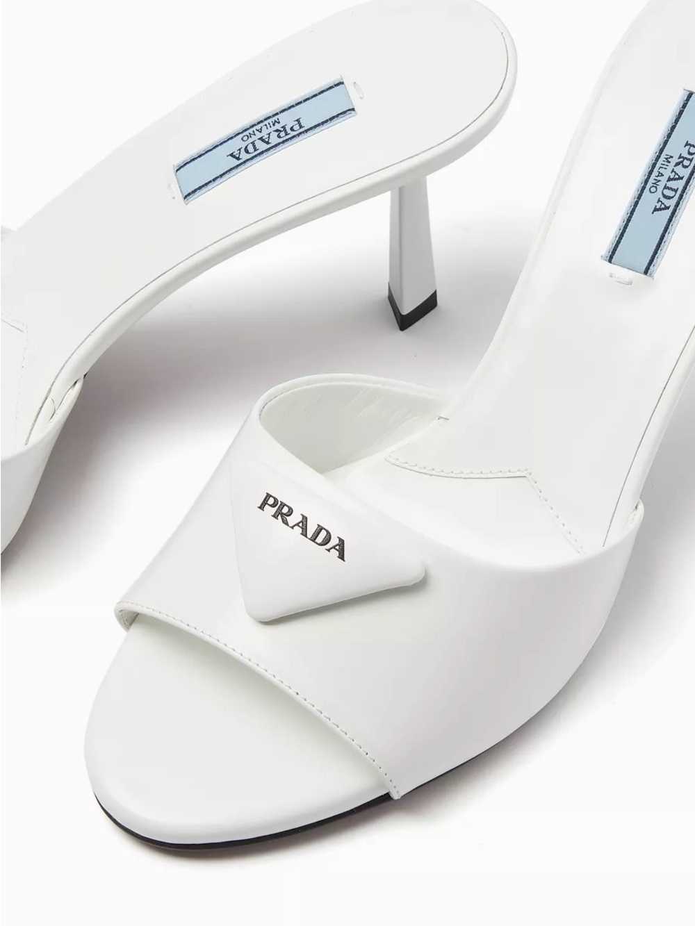 Prada Padded Logo Mule 75mm Heels